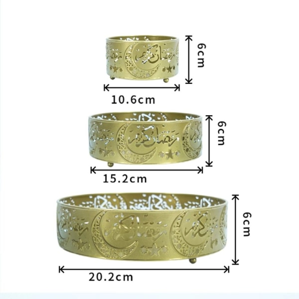 En set med 3 st muslimska kakfat Runda dekorationsbrickor VIT 1 white 1-1