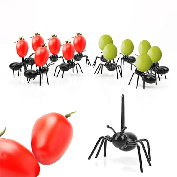12 kpl Ants Moving Shape Fork Ants Moving Fruit Fork -kakkusisäosa 12pcs