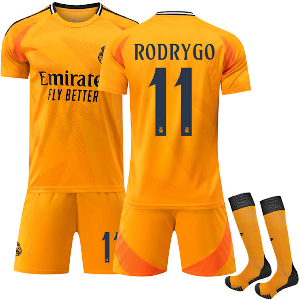 2024-2025 Real Madrid Udebanes Børne/Voksen Fodboldtrøje Jersey Nr. 11 Rodrygo 22