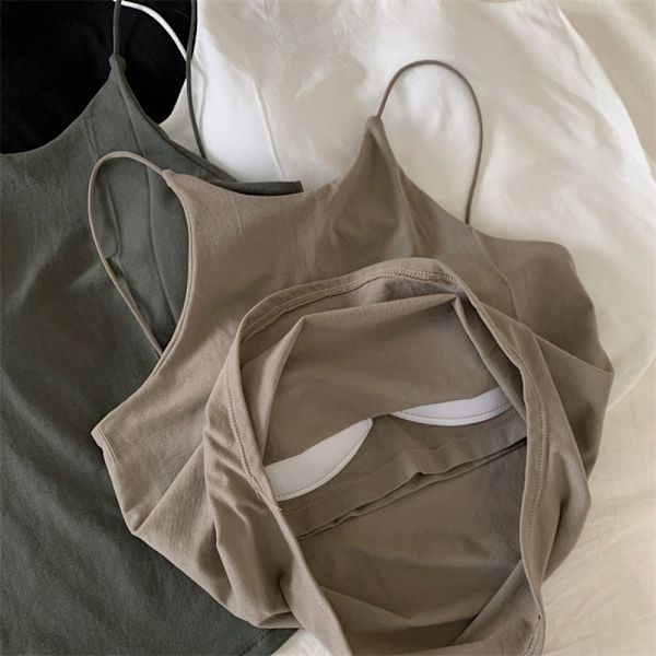 Bryst Wrap Bottom Top Suspender Tank Top KHAKI khaki