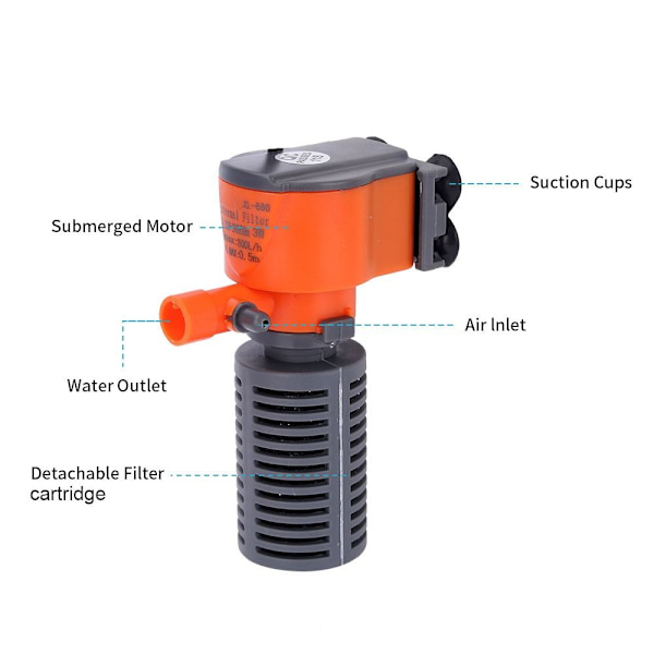 1 Stk Fish Tank Filter Vannpumpe 3W 3W 3W