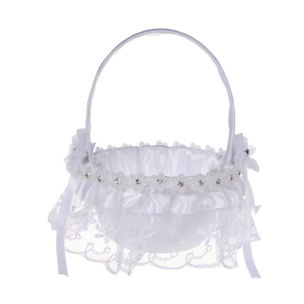 White Flower Girls Basket Bryllupskurv 6 6 6