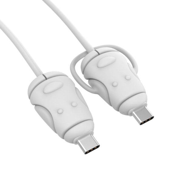 Kabelbeskytter Oplader Kabel Beskyttelsesdæksel HVID TYPE TIL White TypeC to TypeC-TypeC to TypeC