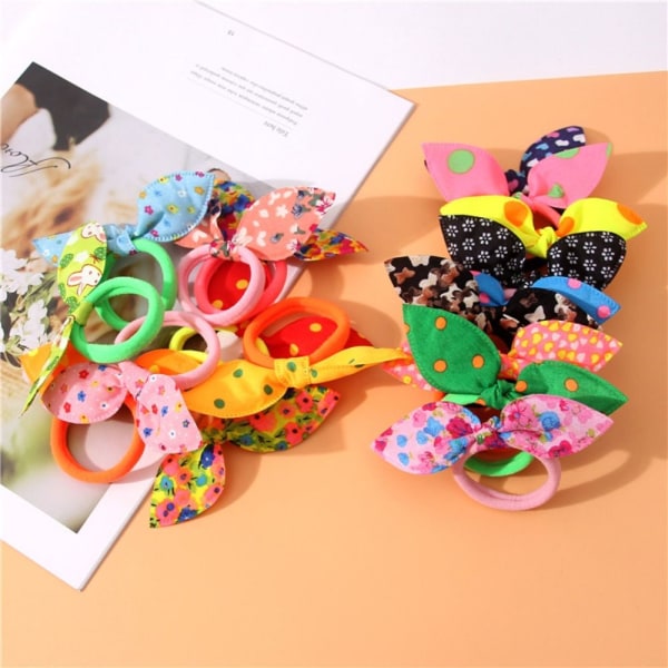 1/10 STK Elastiske hårbånd Bunny Ears Hårreb 10 STK-FARVE 10Pcs-Color Random