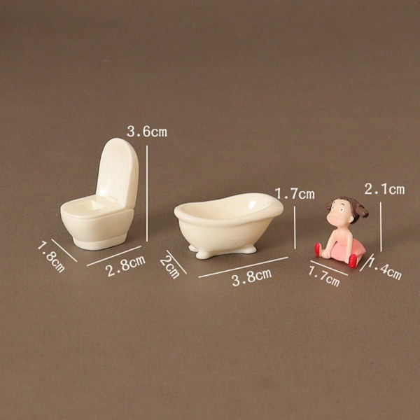 Dukkehus Mini Toilet Resin Toilet 3 3 3