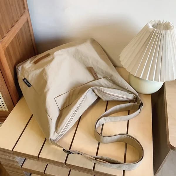 Axelremsväska Stor Canvas Messenger Väskor VIT White