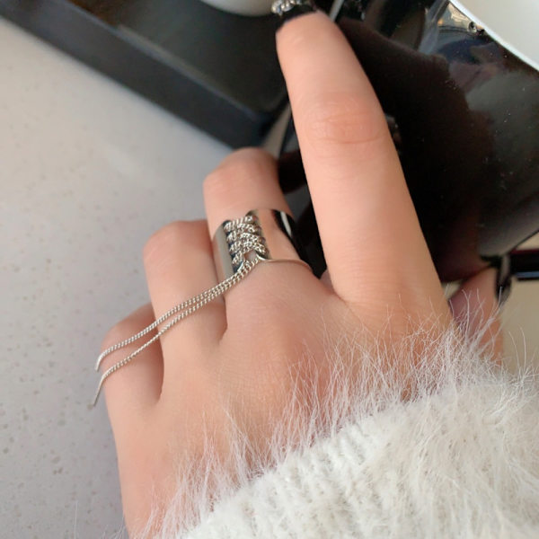 Kedje Tofs Ringar Bred Kant Ringar Öppen Ring