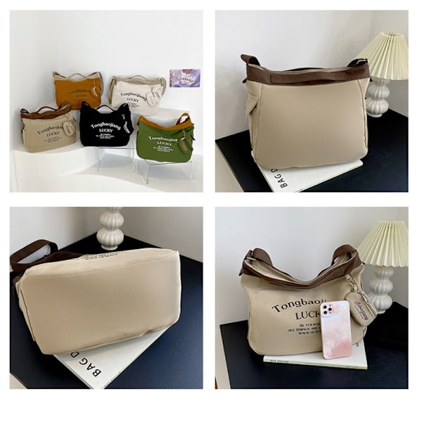 Korealaistyylinen kangaskassi, suuri kapasiteetti KHAKI-kangaskassi khaki