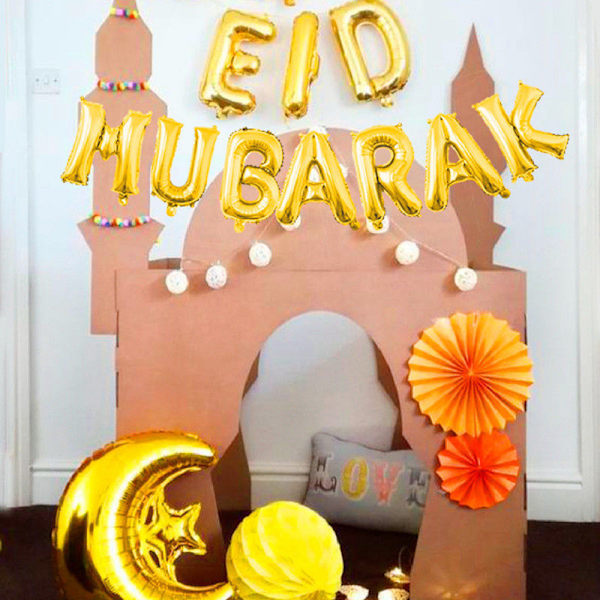 16 tommer Eid Mubarak RAMADAN MUBARAK Sølv Eid Mubarak