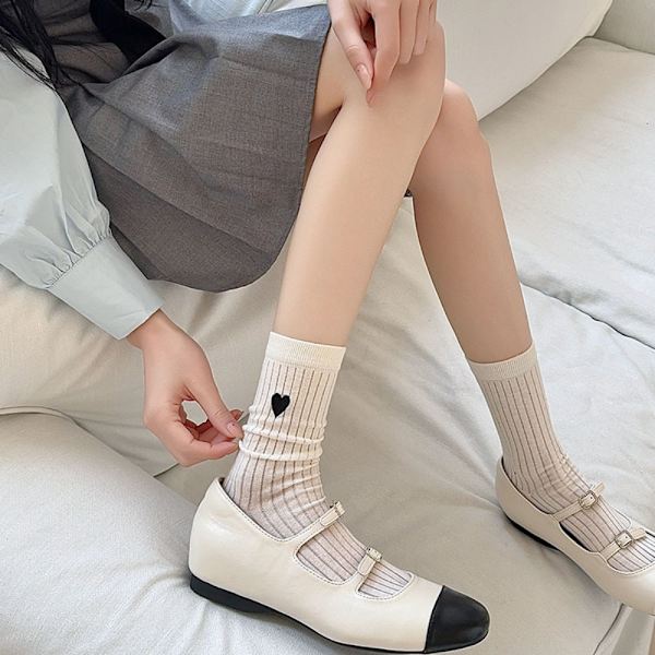 Love Broderi Lolita Strømper Tynde Dame Sokker SORT SORT Black
