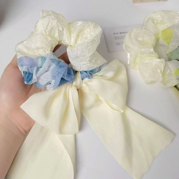 Sløjfe hår Scrunchies koreansk stil hårreb HVID white