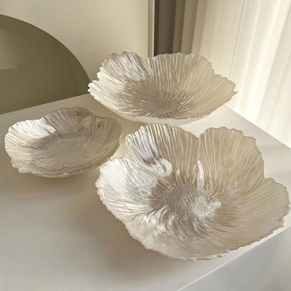 Fruktskål i glas, snackstallrik VIT White