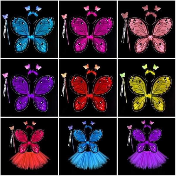 Barn Kostym rekvisita Butterfly Wings set BLÅ 4ST/ SET Blue 4Pcs/set-4Pcs/set