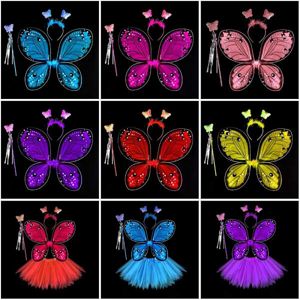 Barn Kostym rekvisita Butterfly Wings set ROSA 3ST/ SET Pink 3Pcs/set-3Pcs/set