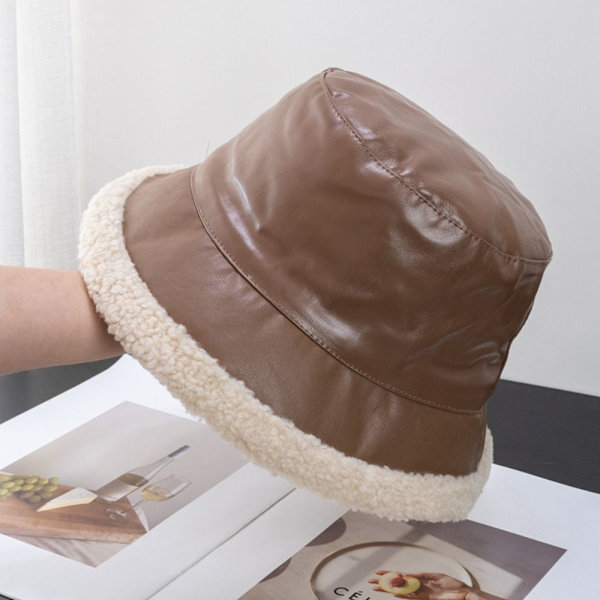 Patchwork-hat med plysset kant SORT Black