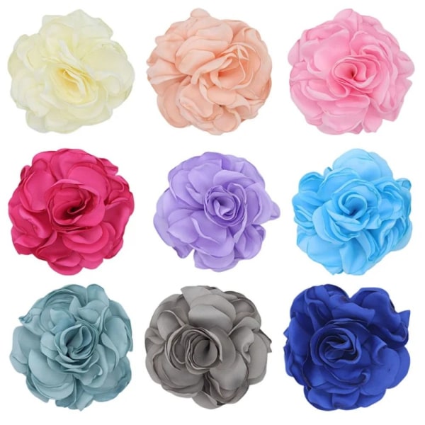 Tyg Stor Rose Flower Brosch Blommor Brosch GRÅ grey