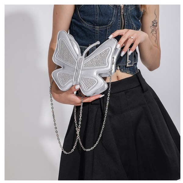 Butterfly Shape Crossbody Bag Retro Chain Axelväska VIT White