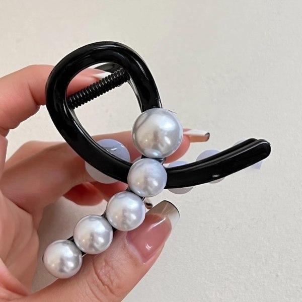 Pearl Hair Clip Fashion Elegant Hairgrips SVART Black