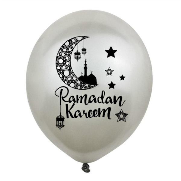 10 st Eid Mubarak Ramadan Ballonger Latex Ballonger SILVER