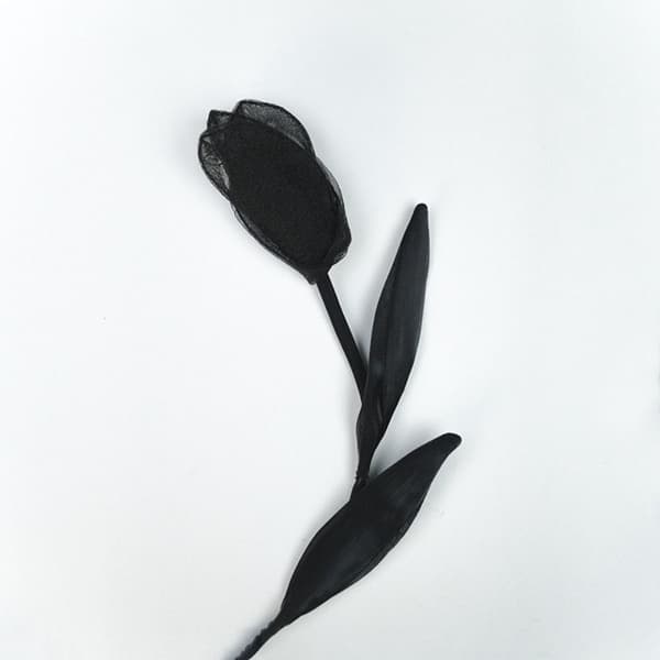 5 stk. Stofblomst Tulipan Tøjpatch SORT black
