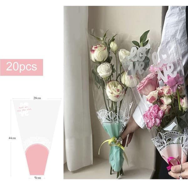 20/30 st Rosförpackningspåse Bukettförpackningspåse LJUSROSA Light Pink 20pcs-Multiple-20pcs-Multiple