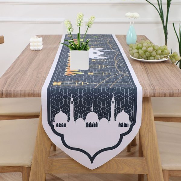 Ramadan Dekorasjon Bordløper Hjem Duk SORT black