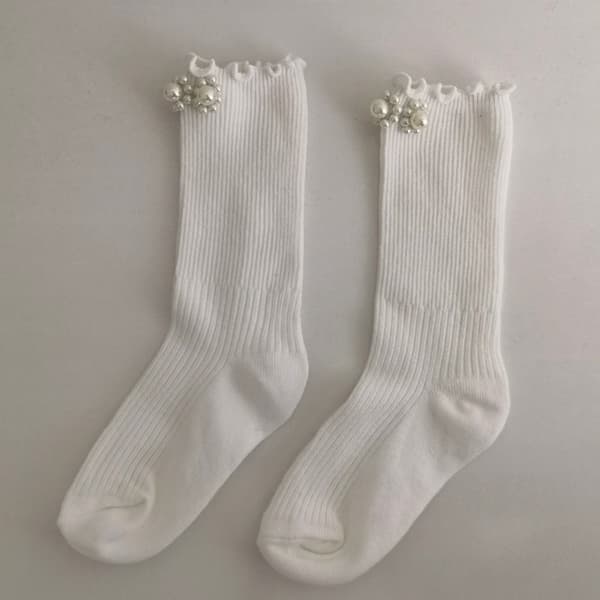Lægstrømper Perle Børn Piger Over Lægstrømper HVID MSTYLE 2 White MStyle 2-Style 2