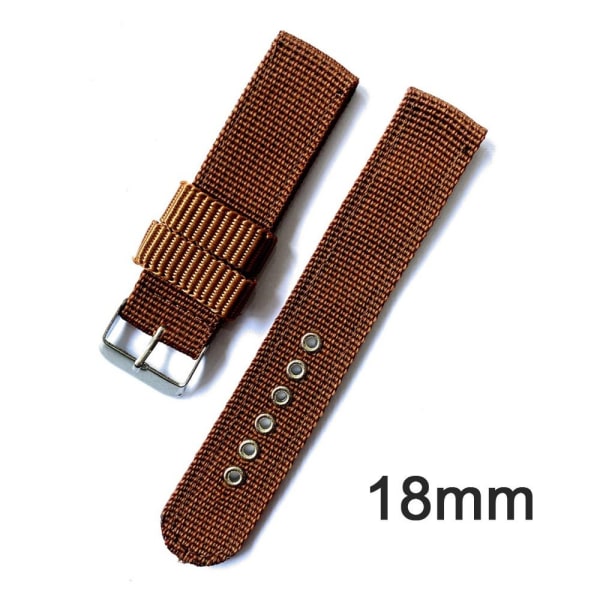 Nylon lerretsrem Klokke Armbånd BRUNT 18MM brown 18mm