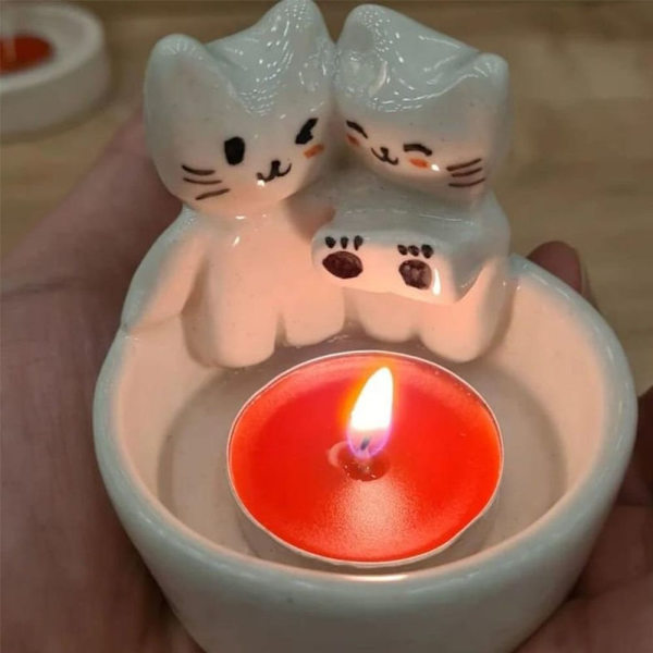 Kattunge par ljushållare Tecknad kattunge ljushållare
