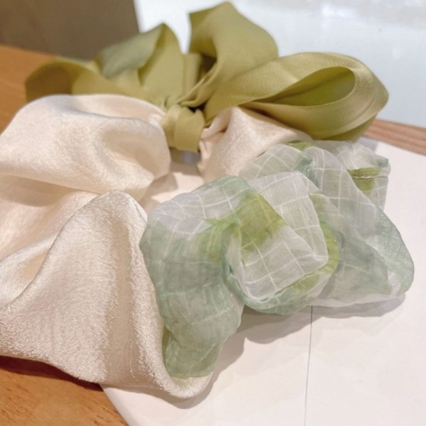 Sløjfe hår Scrunchies koreansk stil hårreb HVID white