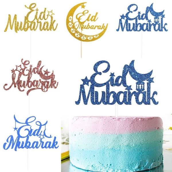 5 st Eid Mubarak Baking Cupcake Toppers E E