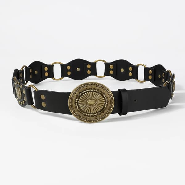 Taljebælte i retrostil med hul ring, mode, SORT Black