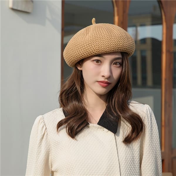 Neulottu baretti, BEIGE Beige
