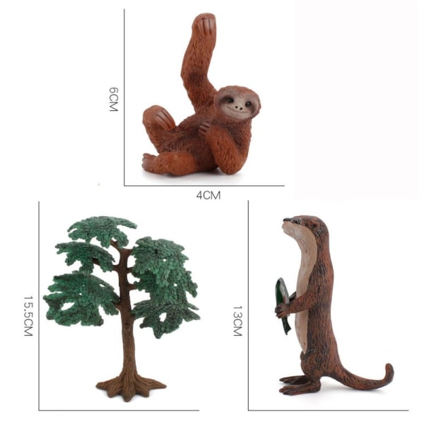 1/2 kpl Wild Animal Figurine Animal Ornament SLOTH SLOTH sloth