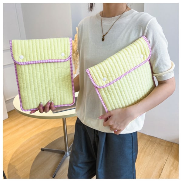 Broderi tablettaske Laptop liner taske GUL L Yellow L