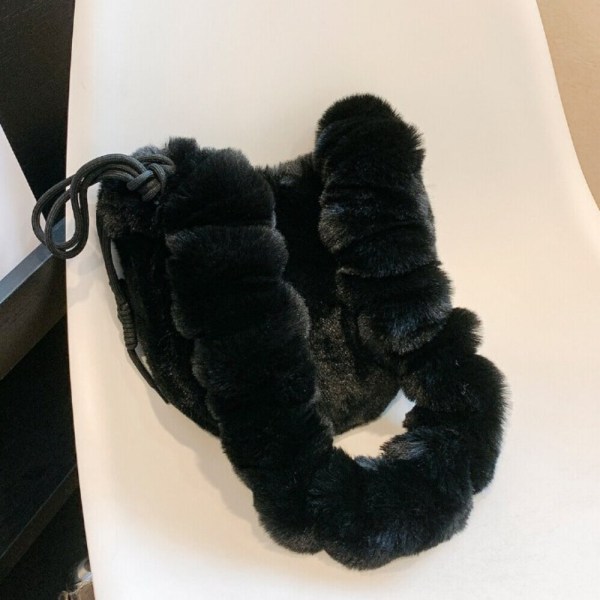 Kvinner Furry Crossbody Bag Y2K Furry Satchel Bag SVART black