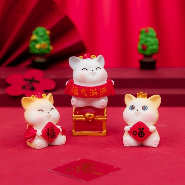 Miniatyr Lucky Cat Figurine Wealth Cat Knicks 2 2 2