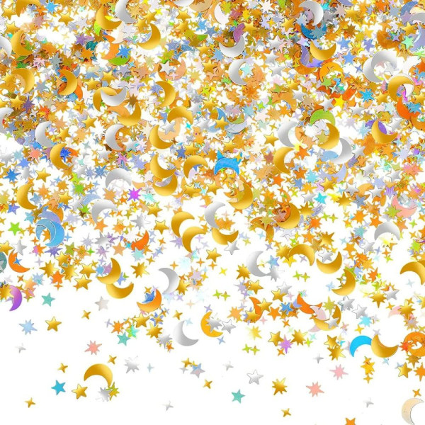Star Moon Bord Konfetti Folie Paljett Scatter GULL gold