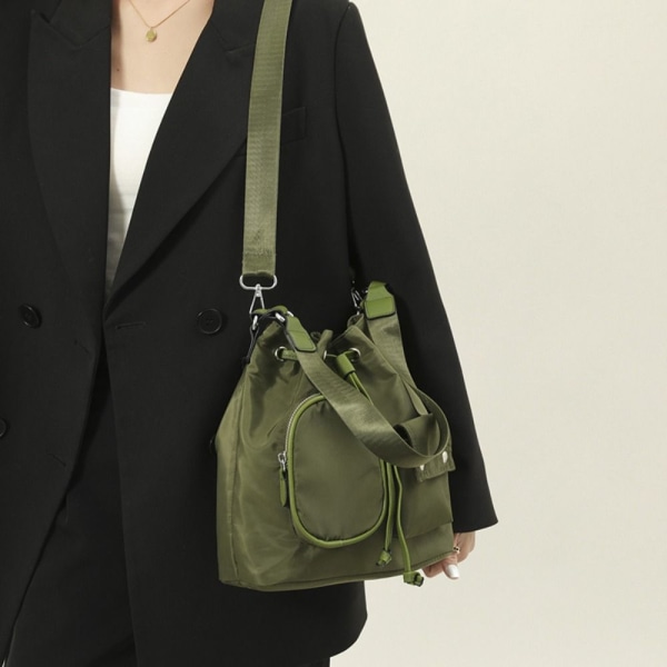 Snøre Bucket Bag Nylon Skuldertasker GRØN green