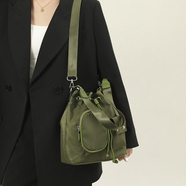 Snøre Bucket Bag Nylon Skuldertasker SORT black