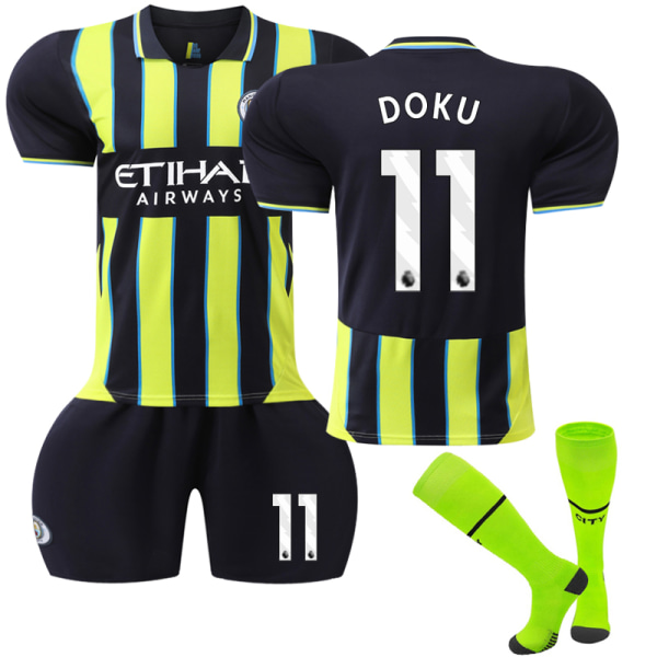 2024-2025 Manchester City Away Children's Football Shirt Kit No. 11 Doku 18