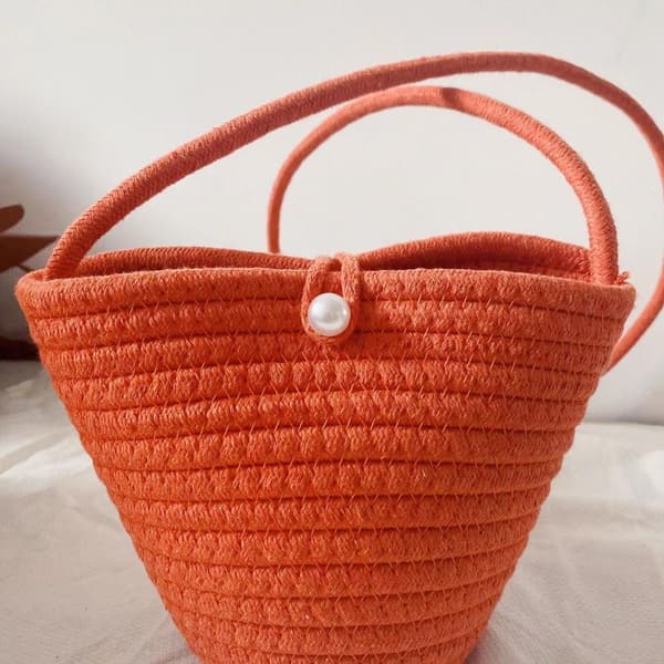 Vävd bomullsväska Handväska ORANGE Orange