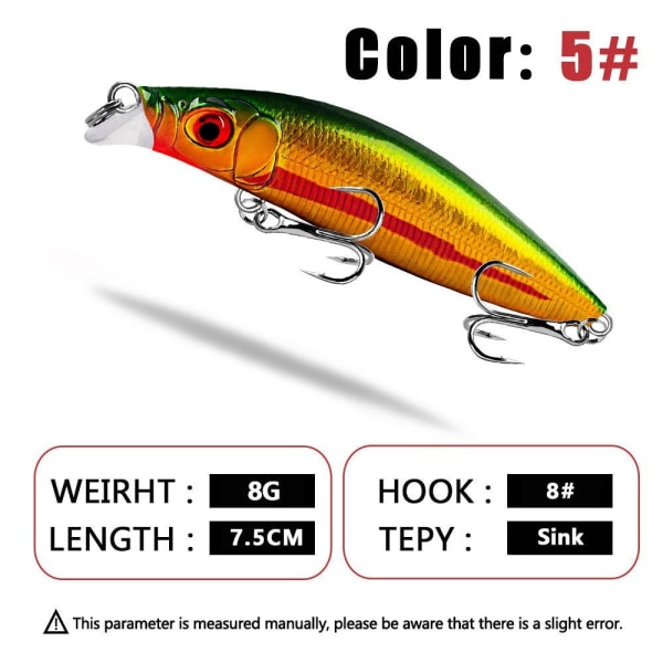 Synkende Fiskelokk Minnow Lure FARGE 4 FARGE 4 Color 4