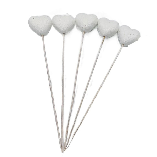 5 STK Heart Picks Pinnekake Toppers HVIT 4X22CM WHITE 4X22CM