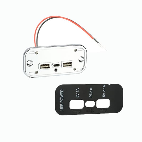 USB Billaderkontakt Strømadapter Uttak Billaderkontakt