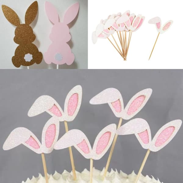 10 stk Påskehareører Cupcake-topper 2 2 2