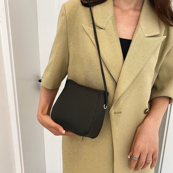 PU Läder Bucket Bag Enkel Axelväska ROSA pink