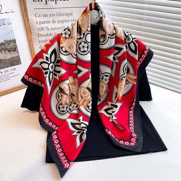 Strandsjal 90x90cm Sidenscarf 4 4 4