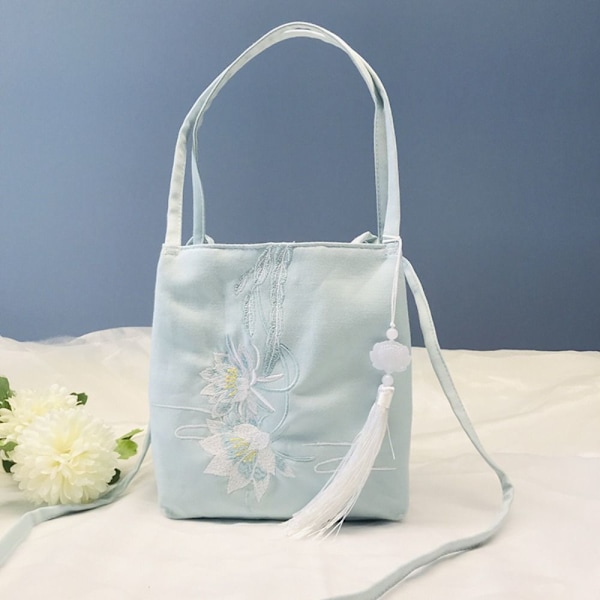 Brodert blomsterpose med snøre Oppbevaringspose for godteri 7 7 7