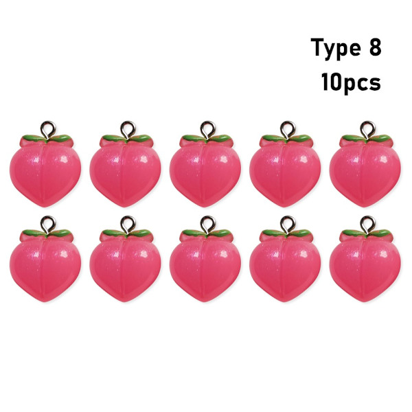 10 stk Peach Flat Resin Charms Pendant Peach Charms Frugt 8